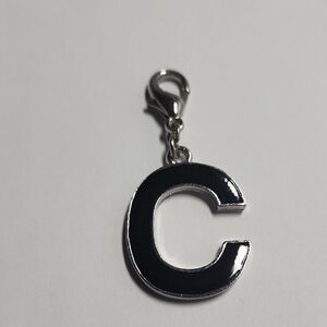 Black and Silver Letter C Bag Charm